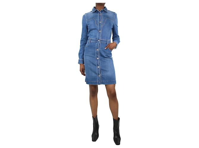 Stella Mc Cartney Blue long-sleeved denim shirt dress - size IT 38 Cotton  ref.1084585