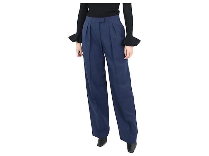Autre Marque Pantalon tailleur droit en laine mélangée bleu - taille M Polyester  ref.1084602