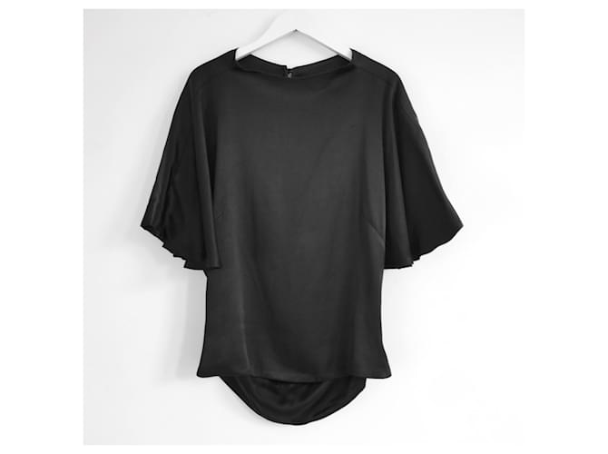 Autre Marque Les Heroines satin open back blouse Black Viscose  ref.1084632