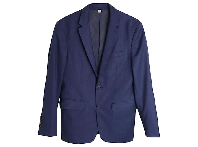 Burberry Notched Collar Tailored Blazer in Blue Wool Navy blue  ref.1084944