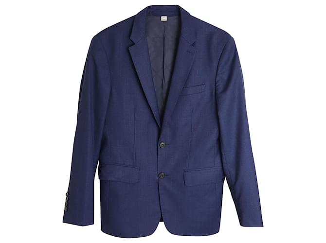 Blazer sob medida com gola entalhada Burberry em lã azul Azul marinho  ref.1084944