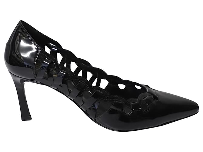 Tod's Cutout Pointed Heels in Black Patent Leather  ref.1084948