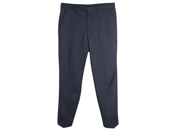 Kenzo Pin Stripe Tailored Trousers in Gray Wool Brown