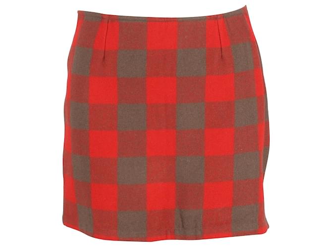 Apc a.P.C. Checkered Mini Skirt in Red Wool  ref.1084975