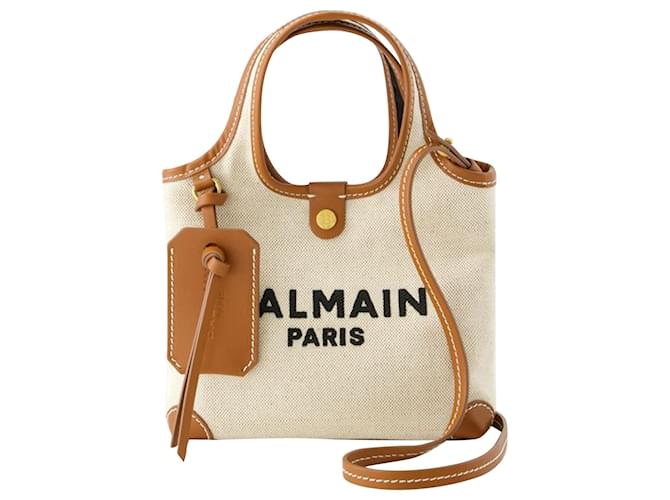 B-Army Mini-Einkaufstasche für Lebensmittel – Balmain – Canvas – Beige Leinwand  ref.1084978
