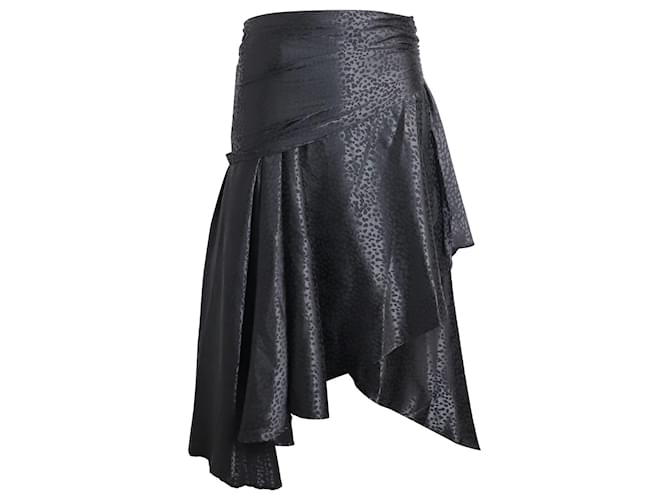 Autre Marque Dodo Bar Or Draped Midi Skirt in Black Polyester  ref.1084990