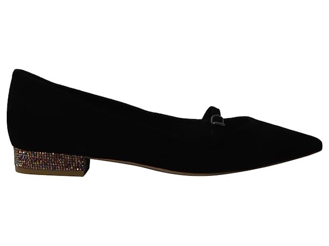 Sophia Webster Chaussures plates Piper en daim noir Suede  ref.1085018