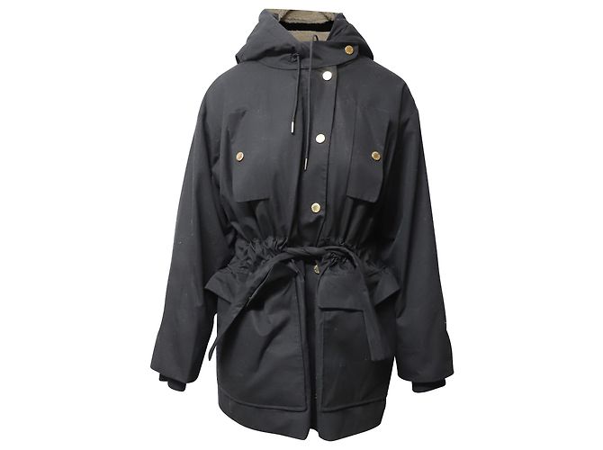 Parka con cappuccio Sandro in cotone Nero