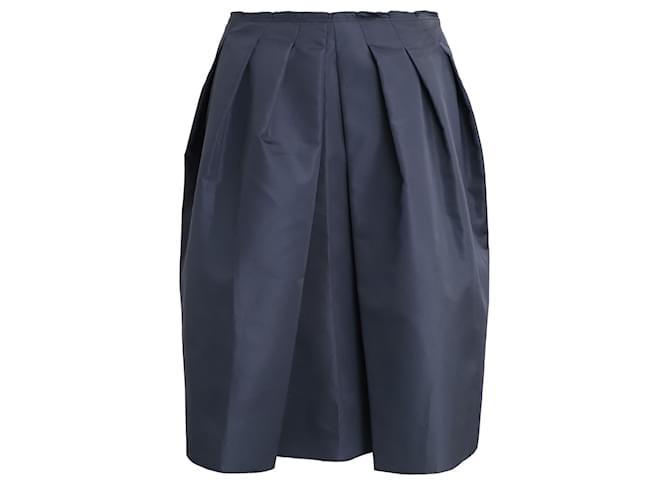 Prada Pleated Skirt in Navy Blue Silk  ref.1085022