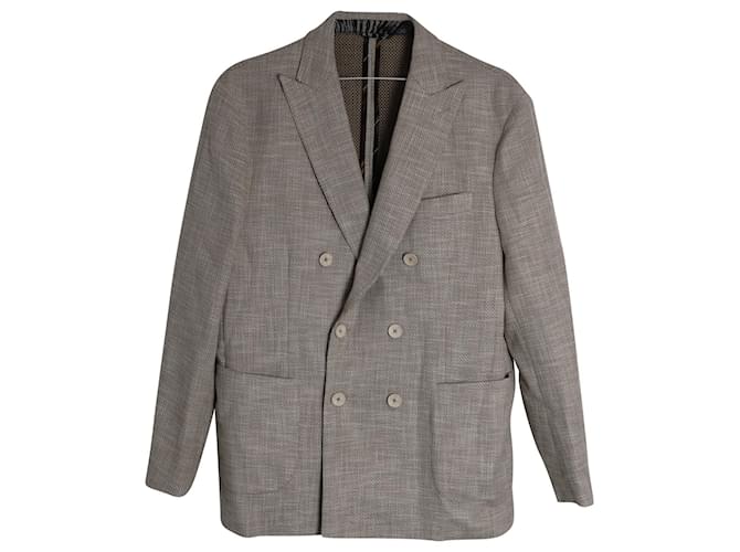Etro Textured lined-Breasted Blazer in Brown Cotton  ref.1085032