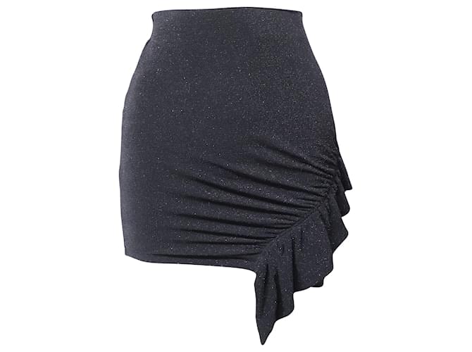 Iro Zilka Metallic Stretch-Knit Mini Skirt in Black Nylon  ref.1085043