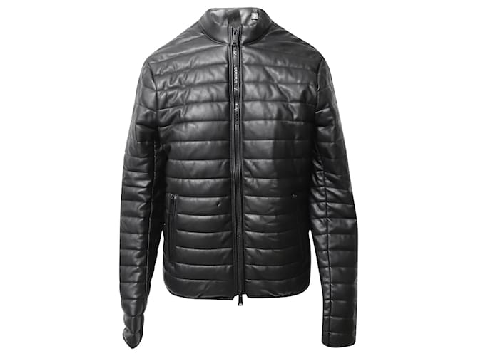 Emporio Armani Quilted Jacket in Black Leather  ref.1085052