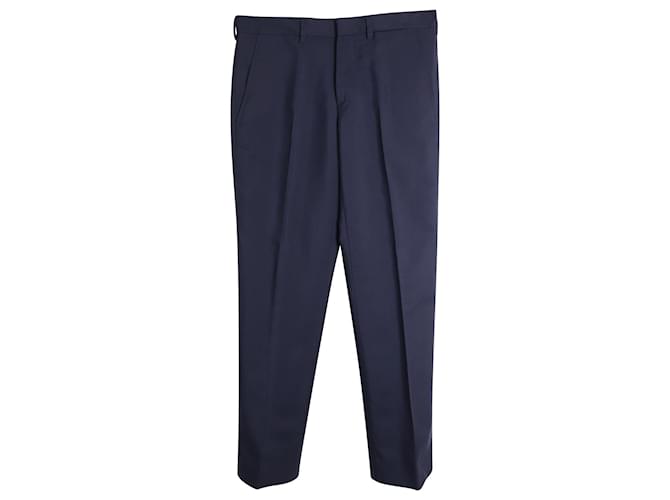 Prada Tailored Trousers in Navy Cotton Blue Navy blue  ref.1085055