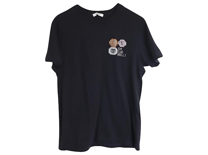 Camiseta con cuentas Valentino Garavani de algodón negro  ref.1085057