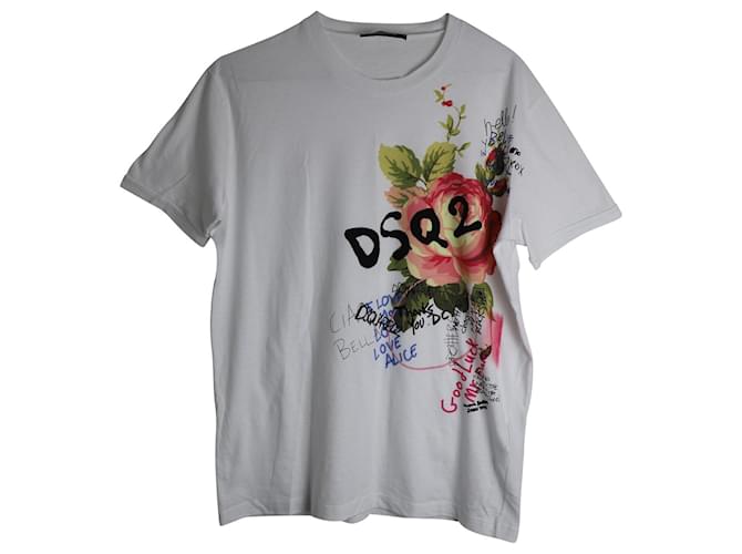Dsquared2 Camiseta con logo estampado en algodón blanco  ref.1085075