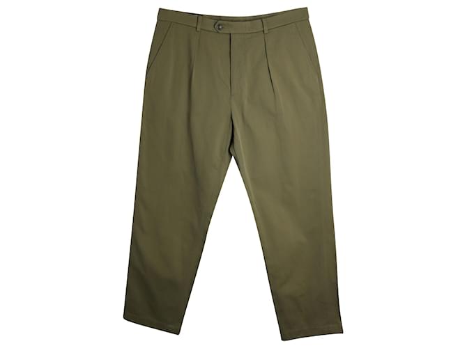 Pantalon plissé fuselé Gucci en coton vert  ref.1085083