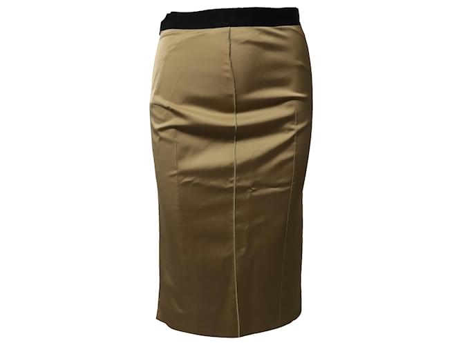 Dolce & Gabbana Elastic Waistband Pencil Skirt in Gold Satin Golden  ref.1085091