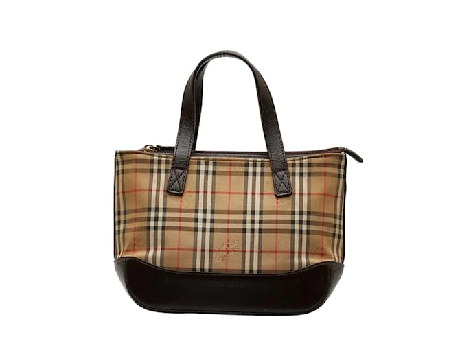 Burberry Haymarket Check Canvas Handbag Brown Cloth  ref.1085140