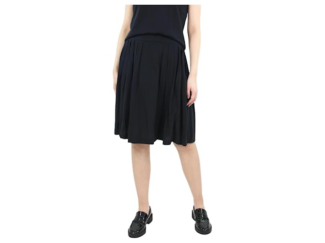 Chanel Black pleated silk skirt - size UK 10  ref.1085167