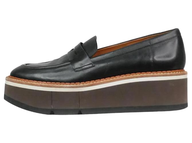 Robert Clergerie Black platform loafers with contrasted trim - size EU 39 Leather  ref.1085170