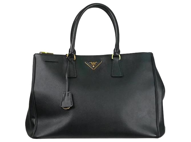 Prada Grand sac Galleria en cuir Saffiano noir avec poignée sur le dessus  ref.1085175