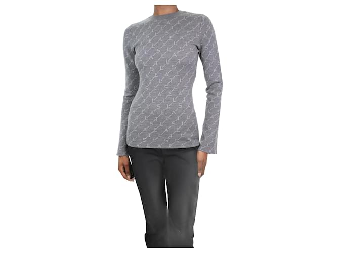 Stella Mc Cartney Grey logo patterned wool-blend sweater - size IT 36  ref.1085178