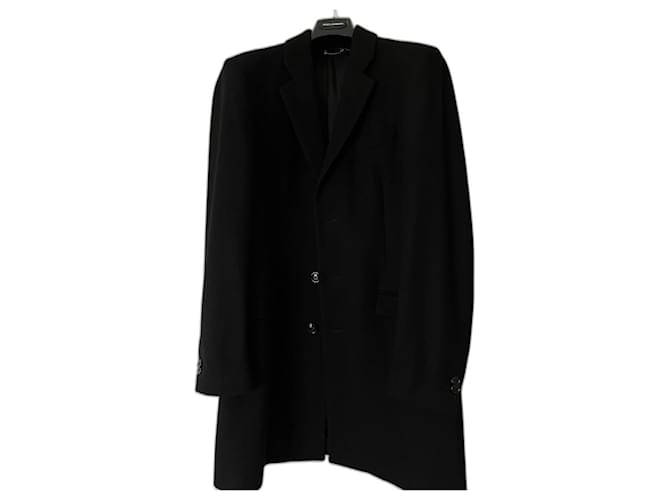 Dolce & Gabbana Long coat with lapel collar Black Wool  ref.1085442
