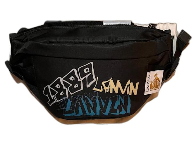 LANVIN graffiti-print belt bag - LANVIN Shoulder belt bag Black Polyamide  ref.1085463