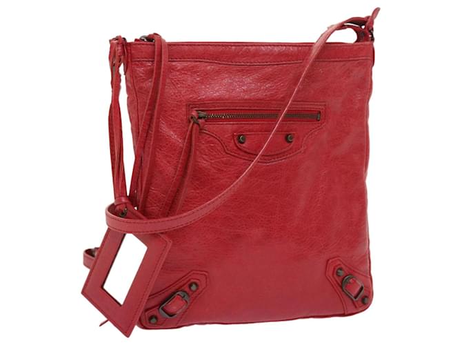 BALENCIAGA Shoulder Bag Leather Red 310250 Auth ki3496  ref.1085561