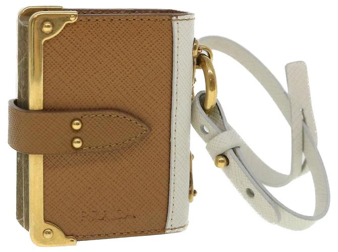 Saffiano PRADA Notepad Charm Safiano leather Brown Auth ar10387b