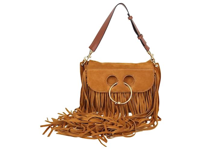 JW Anderson Tan Pierce Fringed Bag Camel Suede  ref.1085847