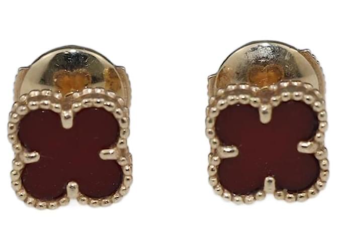 Van Cleef & Arpels Sweet Alhambra 18K Rose Gold Carnelian Stud Earrings Golden Metal  ref.1085861