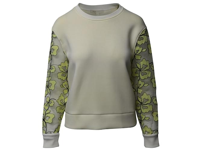 Maje Floral Sleeves Sweatshirt in Cream Viscose White Cellulose fibre  ref.1085898