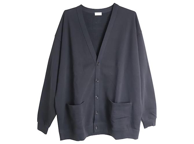 Céline Cardigan oversize con logo Celine in cotone nero  ref.1085903