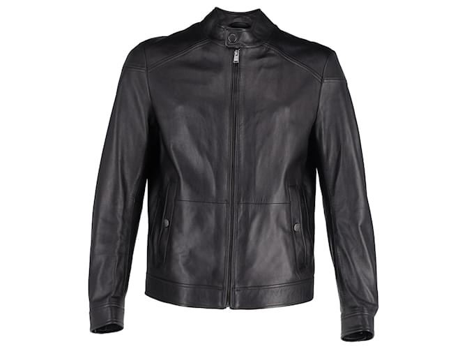 Hugo Boss Biker Jacket in Black Leather  ref.1085922