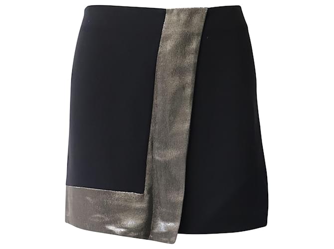 Sandro Paris Mini Skirt with Gold Detail in Black Polyester  ref.1085941