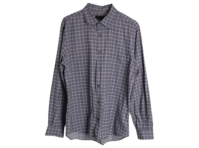 Prada Plaid Button Up Shirt in Multicolor Cotton Multiple colors  ref.1085949