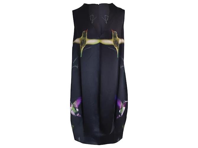 Alexander McQueen Hummingbird V-neck Sleeveless Dress in Black Silk  ref.1085958