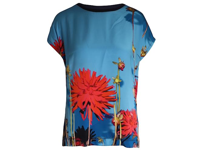 Dries Van Noten Floral-print Short-sleeve Top in Multicolor Cotton and Silk Multiple colors  ref.1085965