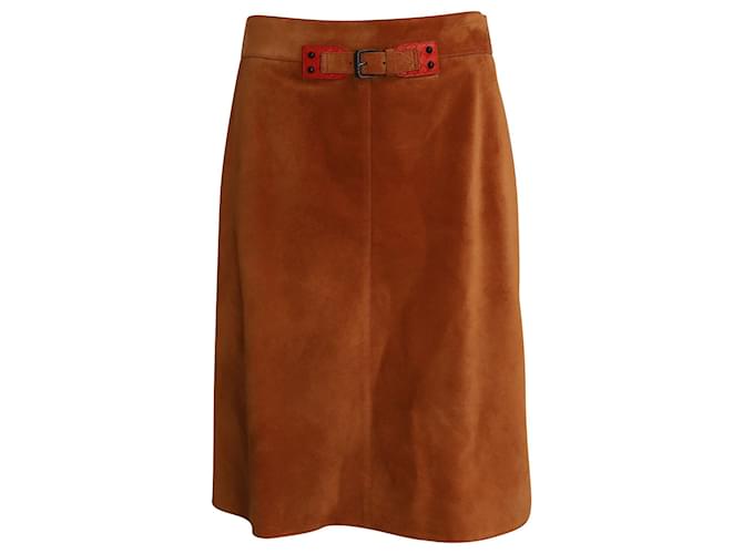 Bottega Veneta A-Line Skirt in Brown Calf Leather Pony-style calfskin  ref.1085969