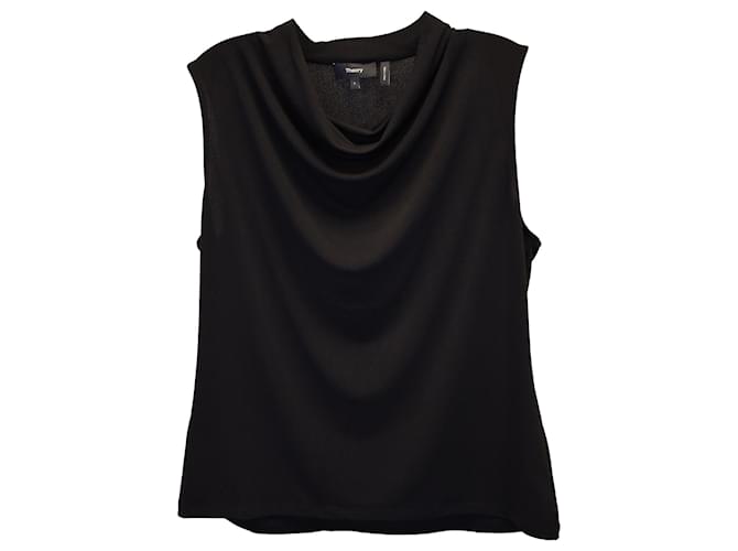 Theory Cowl-Neck Sleeveless Top in Black Polyester  ref.1085981