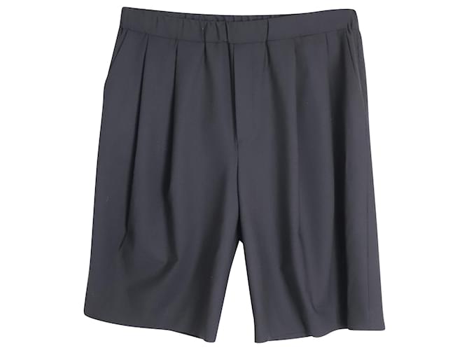 Alexander McQueen Elastic Waist Shorts in Black Polyester Wool Blend  ref.1085988