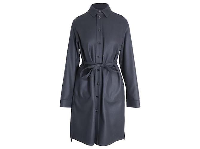 Jil Sander Mid-Length Belted Coat in Charcoal Wool Black  ref.1086018