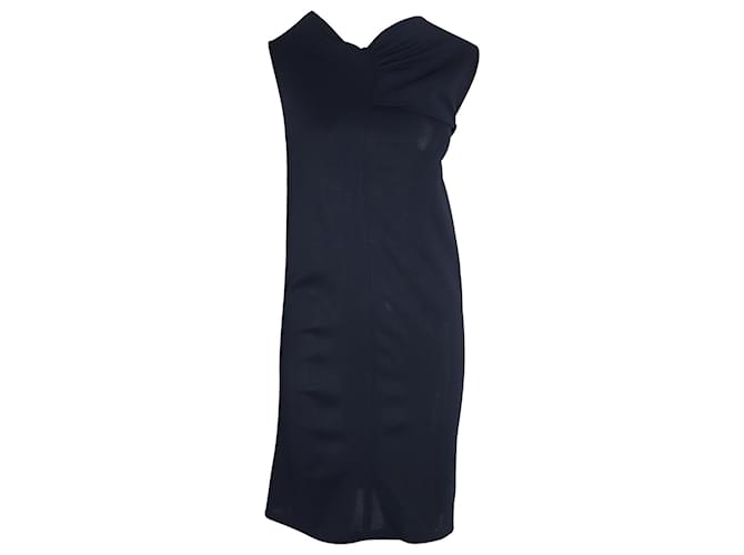 Jil Sander Sleeveless Asymmetric Dress in Navy Blue Viscose Cellulose fibre  ref.1086024