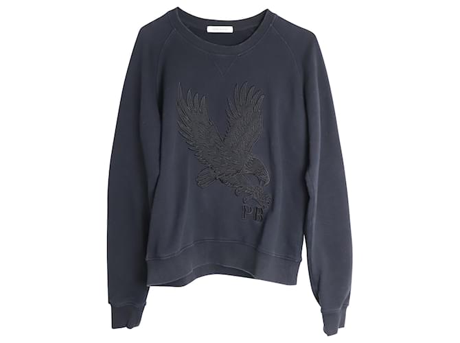 Pierre Balmain Raglan-Sweatshirt mit Adlerapplikation aus schwarzer Baumwolle  ref.1086040