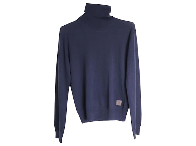 Tod's Roll Neck Sweater in Navy Blue Cashmere Wool  ref.1086042