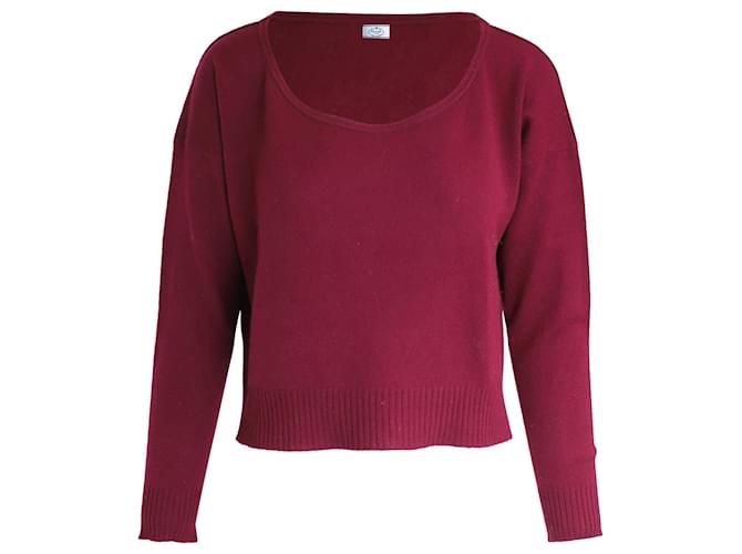 Prada Cropped Sweater in Burgundy Wool Dark red  ref.1086044