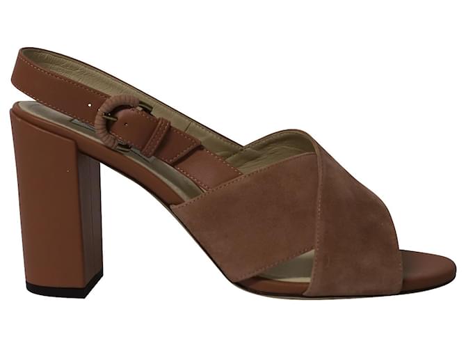 Tod's Criss-Cross Slingback Sandals in Brown Suede  ref.1086055