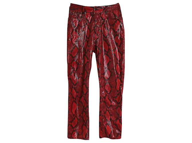 Maison Martin Margiela Maison Margiela Faux Snake Skin Pants in Red Polyester  ref.1086059