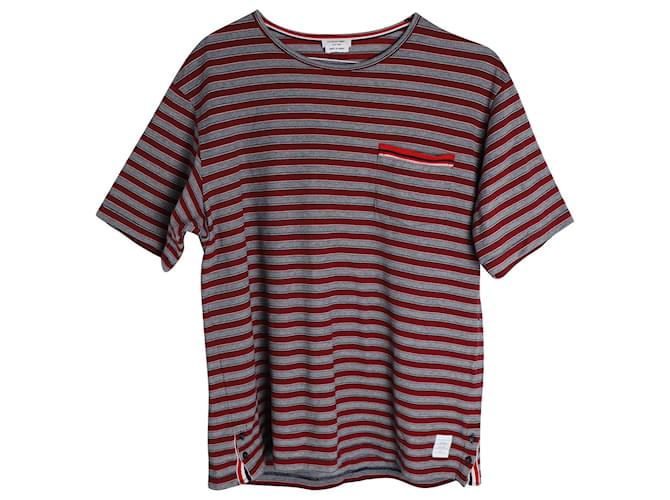 Thom Browne Banner Stripe Pocket Camiseta em algodão multicolorido Multicor  ref.1086080